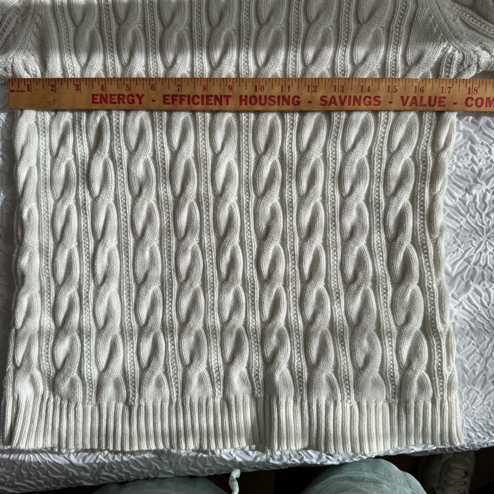 Lands’ End Drifter White Cable Knit Sweater Youth L (14–16) - Picture 11 of 16